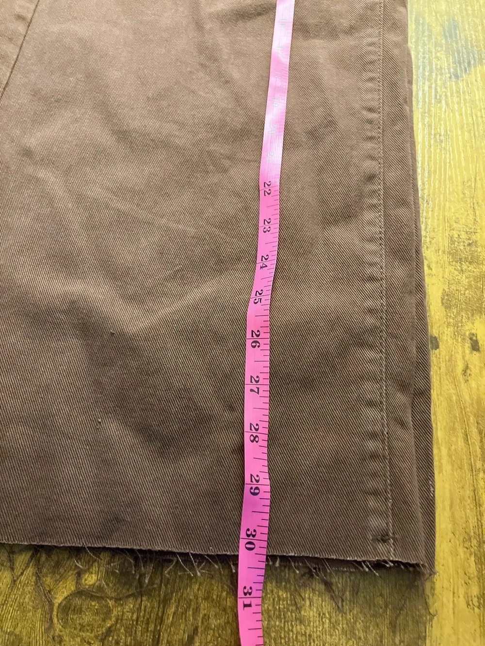 SHEIN Wide-Leg Mid-Rise Denim Jeans Raw Hem Coffee Brown Stretch Size 8/10